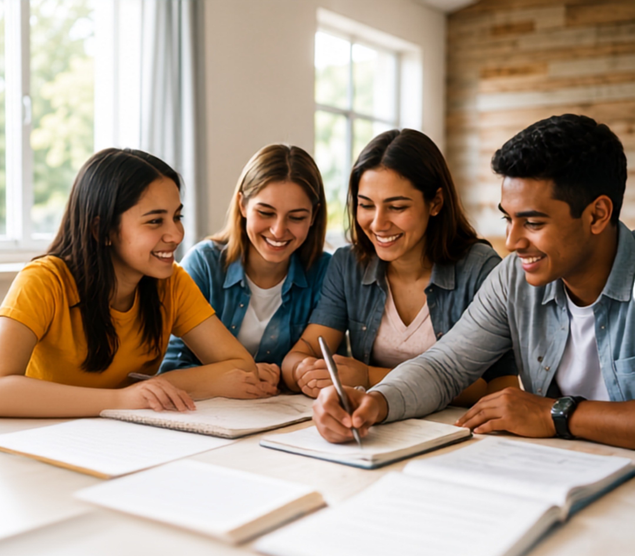 Estudantes em aula de inglês